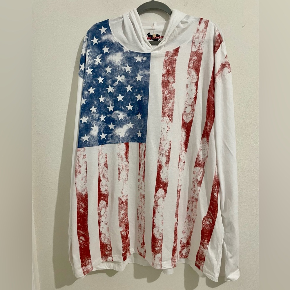 American Flag Long Sleeve Hooded Shirt